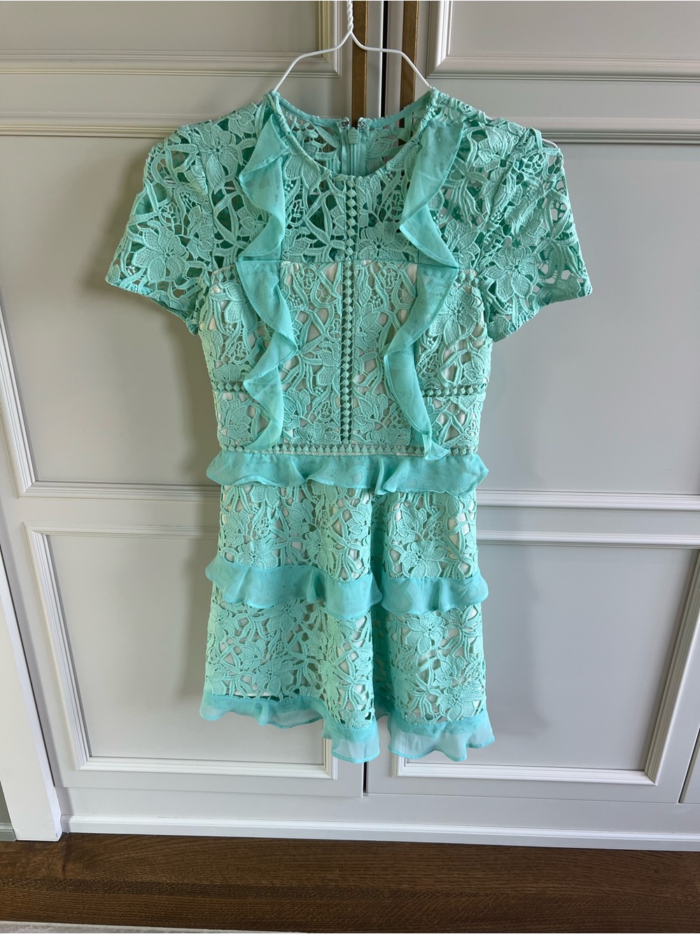 Mint Lace Ruffle Dress